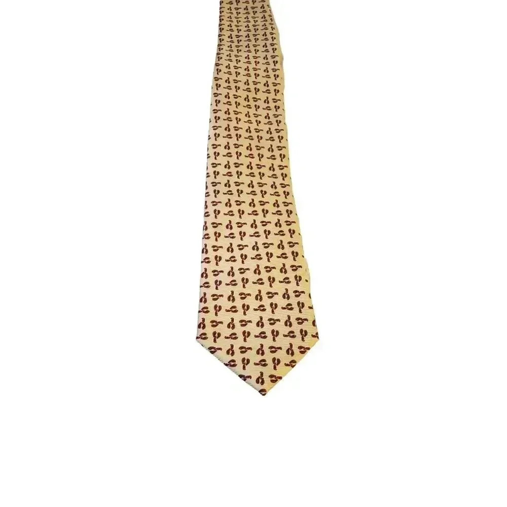 NWT Shore & Singer‎ Mens Yellow Tie Lobster Classic 100% Silk Handmade Designer